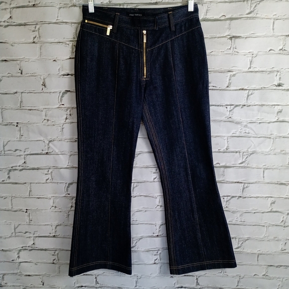 NWOT PINK TARTAN Womens Dark Flare Jeans Size 4 - Picture 2 of 10